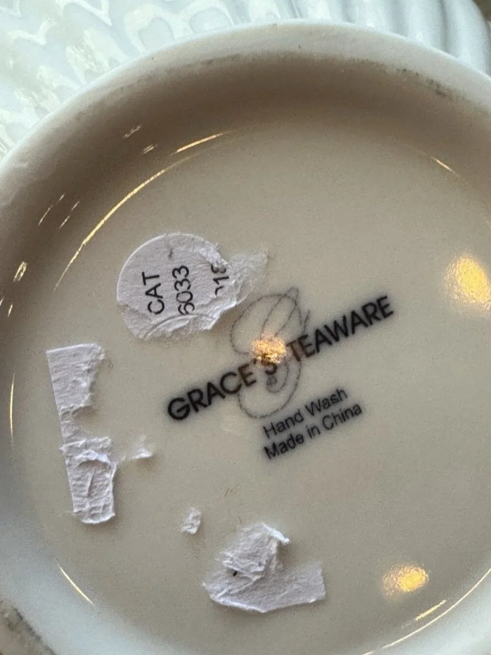 Graces Tea Ware Collection Teapot White Floral Glazed  Porcelain  24 oz.